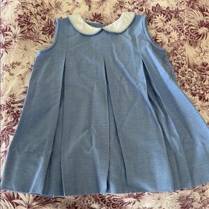 Blue Sleeveless Kids Dress with White Collar